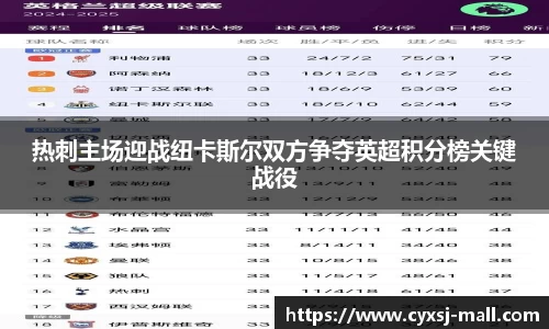 热刺主场迎战纽卡斯尔双方争夺英超积分榜关键战役